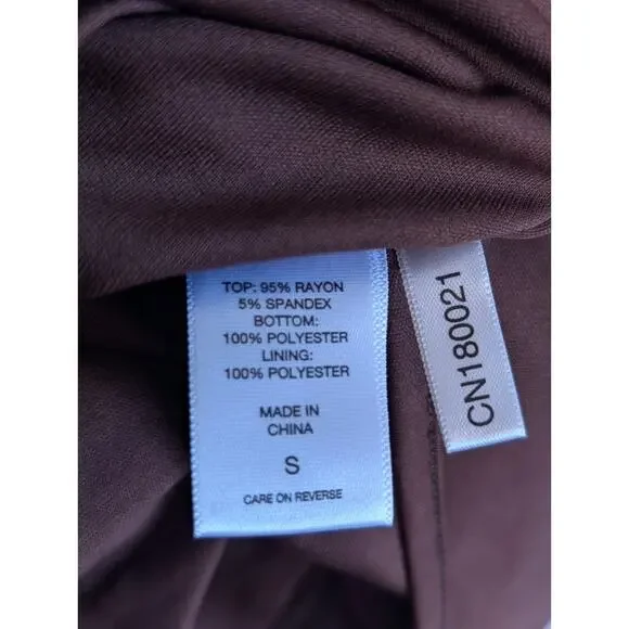 New York & Company Sleeveless Maxi Dress '60s Patchwork Pattern Hippie Brown - Picture 5 of 5